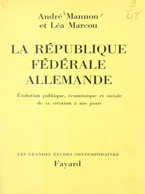 cover image of La République Fédérale allemande